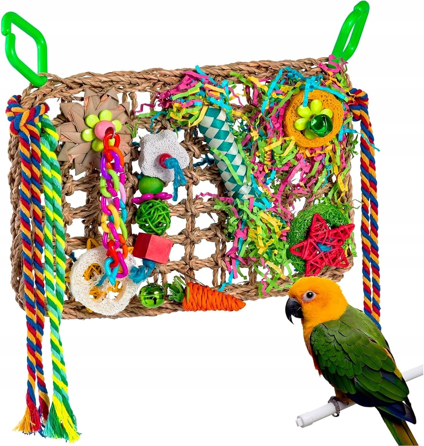 Levně Hračka Pro Ptáky Barevná Dřevěná Houpačka Přírodní Na Žvýkání Papouška