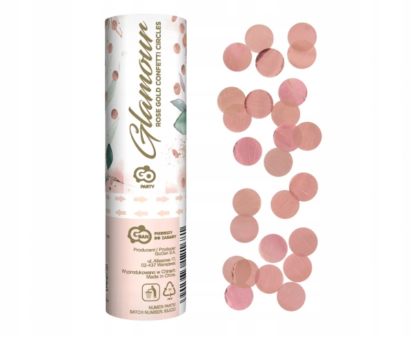 

Tuba konfetti Rosegold różowozłote kółka
