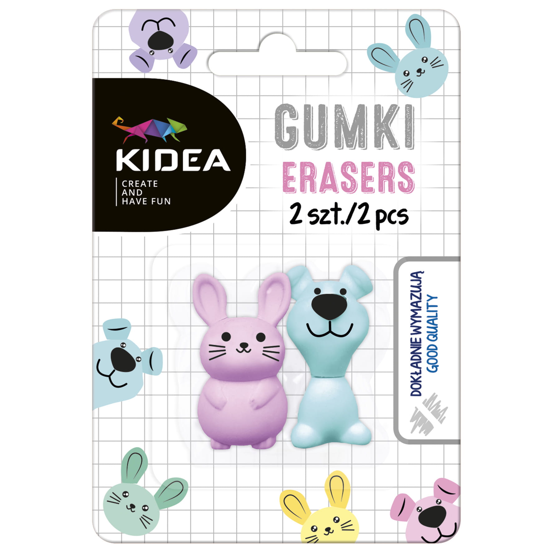 

Kidea Gumki Do Mazania Zwierzaki 2 Sztuki 90174