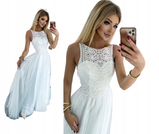 Perla Bílá tylová prošívaná svatební šaty M