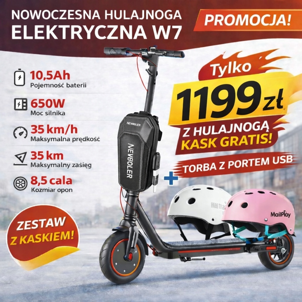 Na komunię pojazd Elektryczny 650 W, 35 km/h kask torba dostęp od ręki