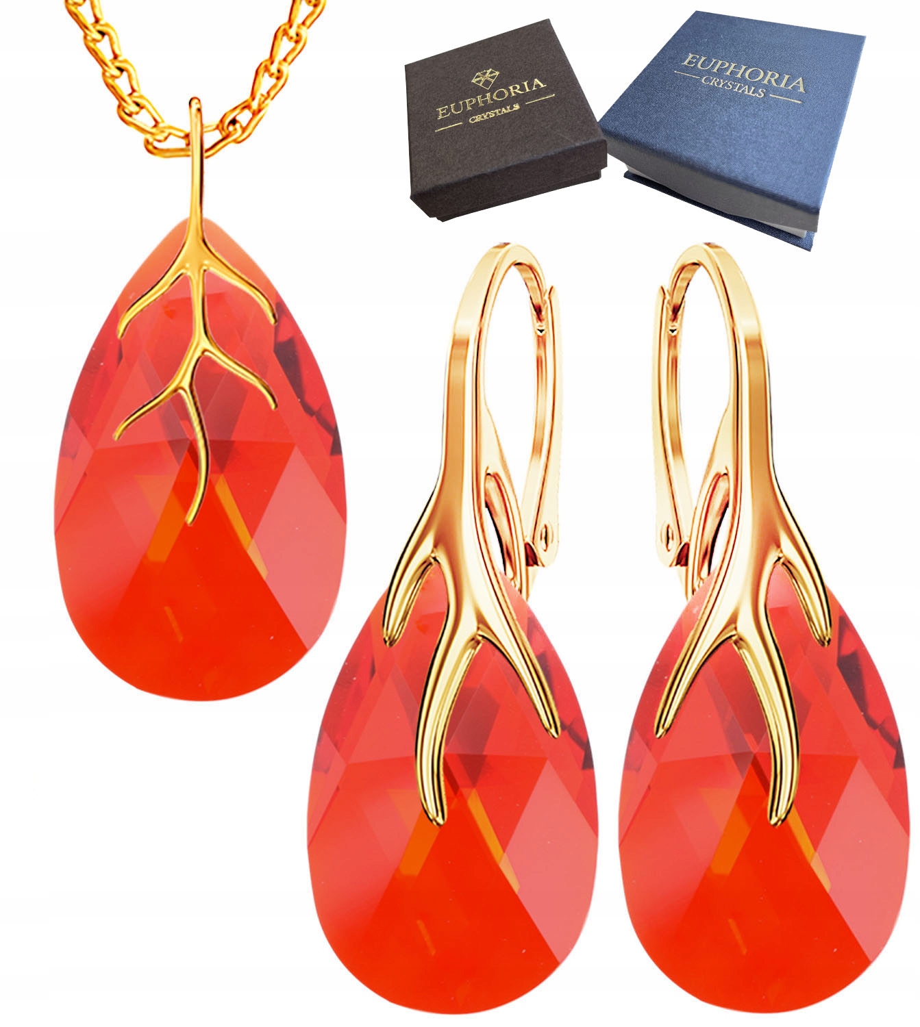 Sada šperků Kapky Zlaté Náhrdelník a Náušnice Elegantní jako Dárek