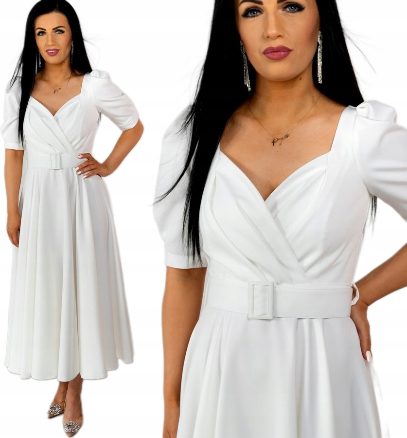 Dámské šaty na křtiny Šaty Elegantní Svatební Hostina Ecru S