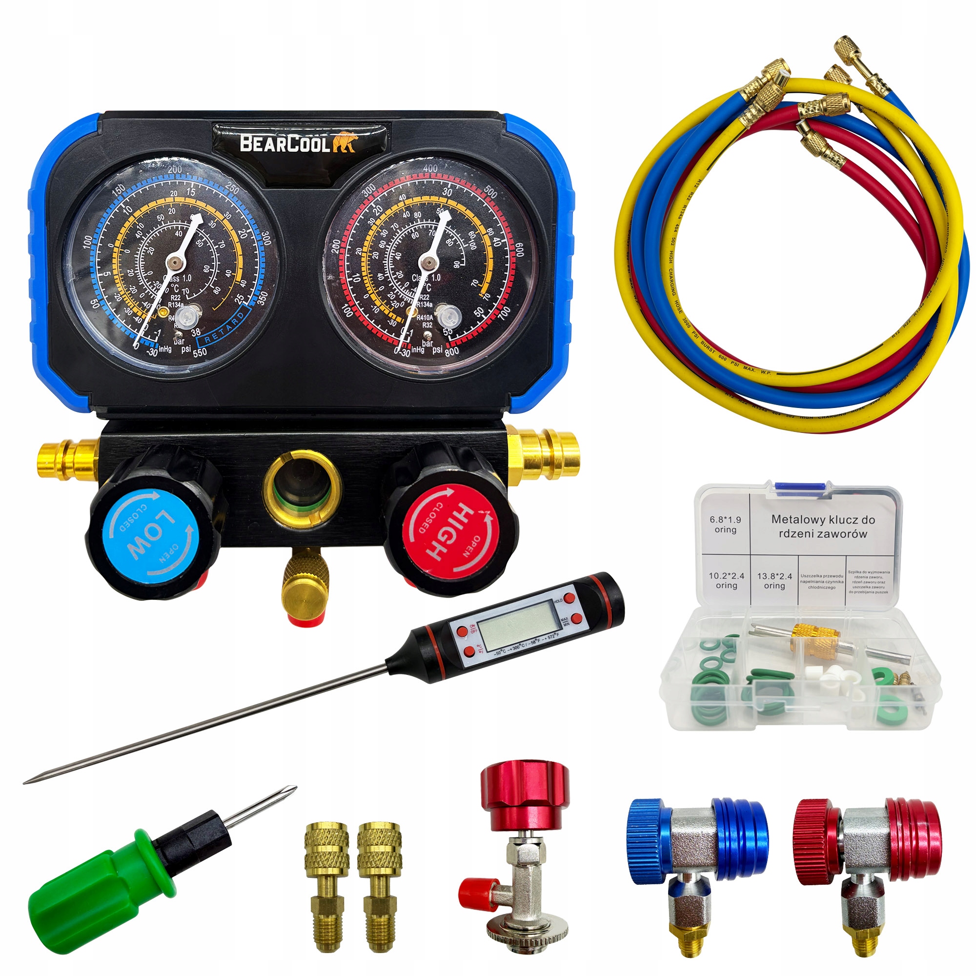 Manometry BearCool s hadicemi 150 cm rychlospojky Wc Nc R134a