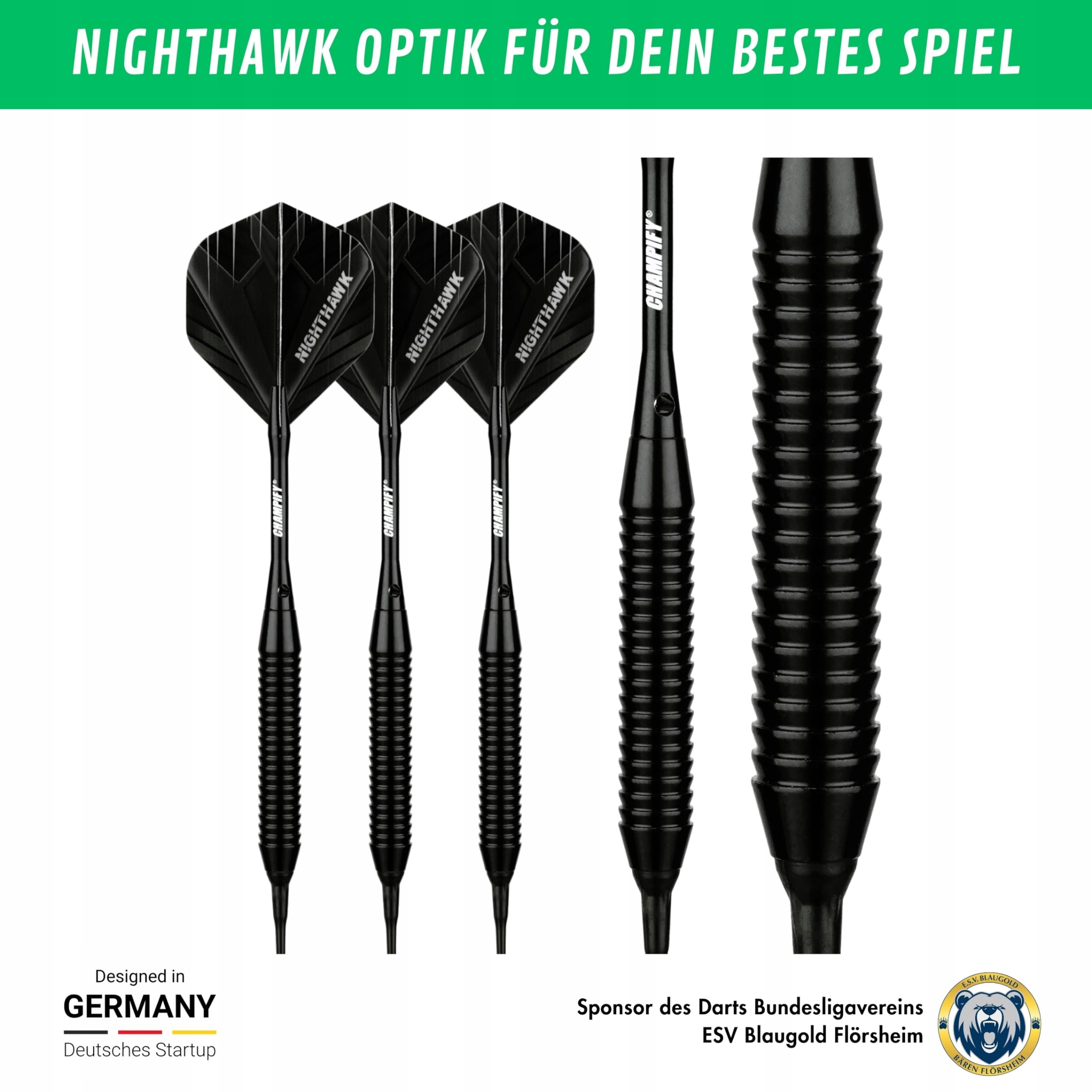 CHAMPIFY Zestaw Dartów Nighthawk 18g: 3 Rzutki, 6 Shaftów, 6 Flights — miniatura 6