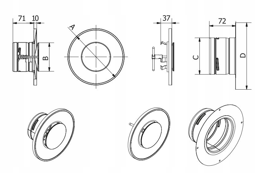 Anemostat DARCO VENTLAB ASV fi 160 biały okrągły Marka Darco