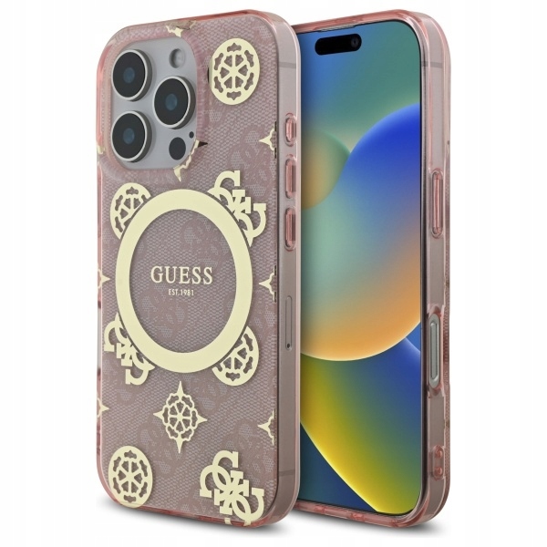 Guess GUHMP16LH4PYEEP iPhone 16 Pro 6.3" růžový/pink hardcase IML Peony On