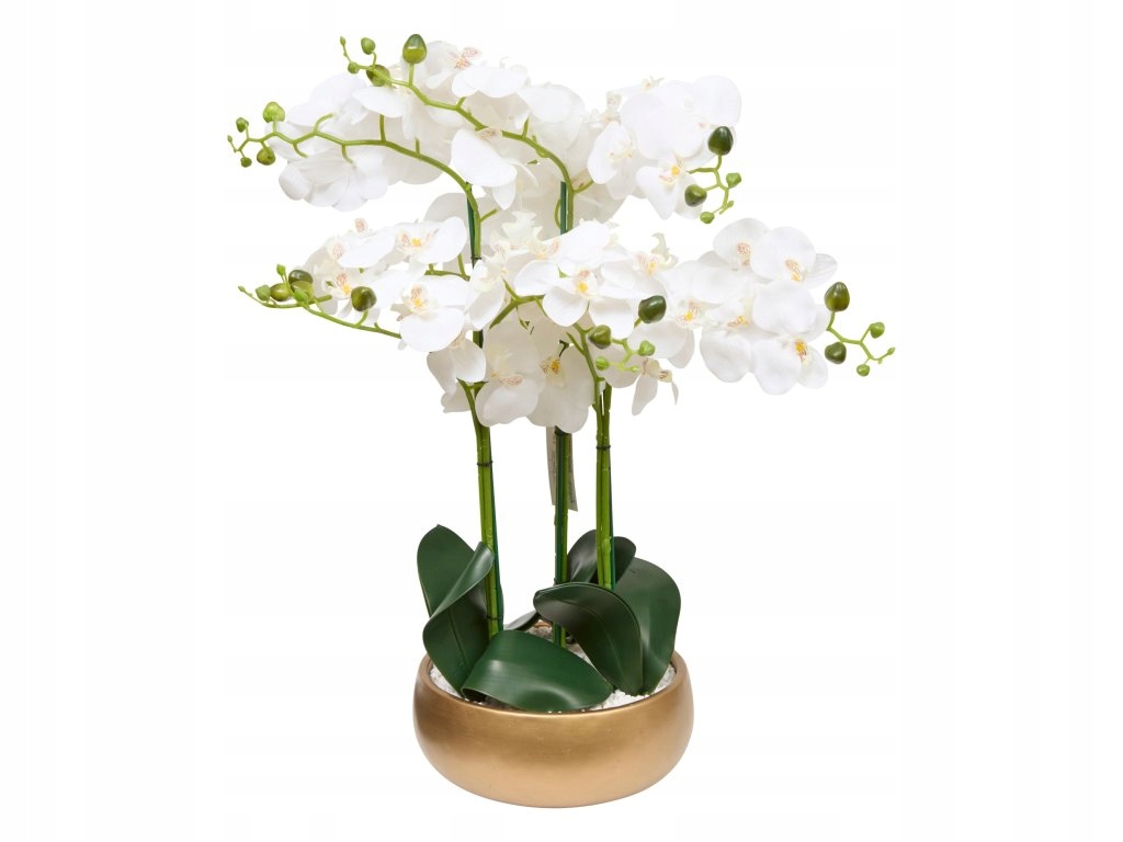 Umelá orchidea v zlatom kvetináči Sanae, výška 65 cm