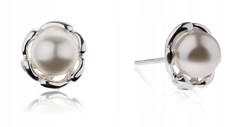 

Srebrne Kolczyki Sztyfty Z Białymi Perełkami 925!