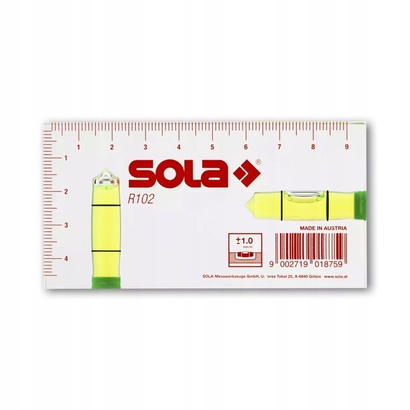 Poziomica SOLA R102 akrylowy blok z libelkami Kod producenta R102