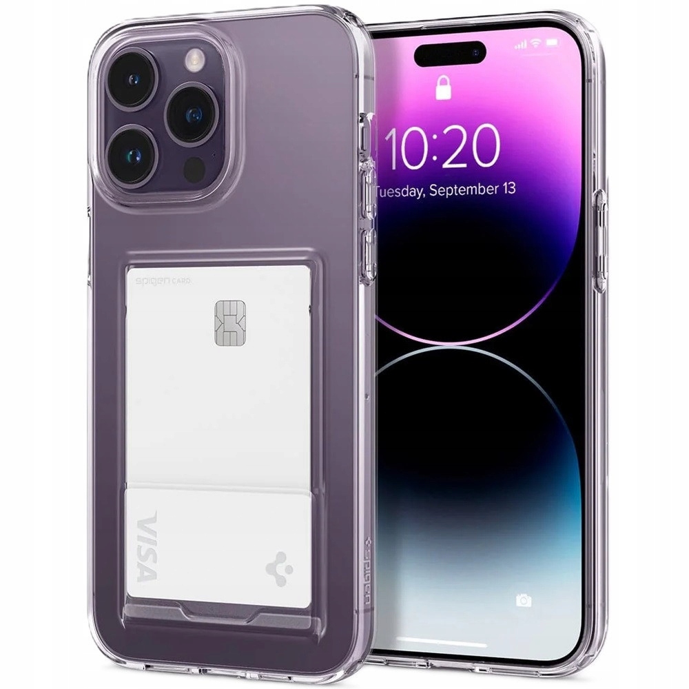 Etui Spigen Crystal Slot do Apple iPhone 14 Pro z miejscem na kartę, Crystal Clear