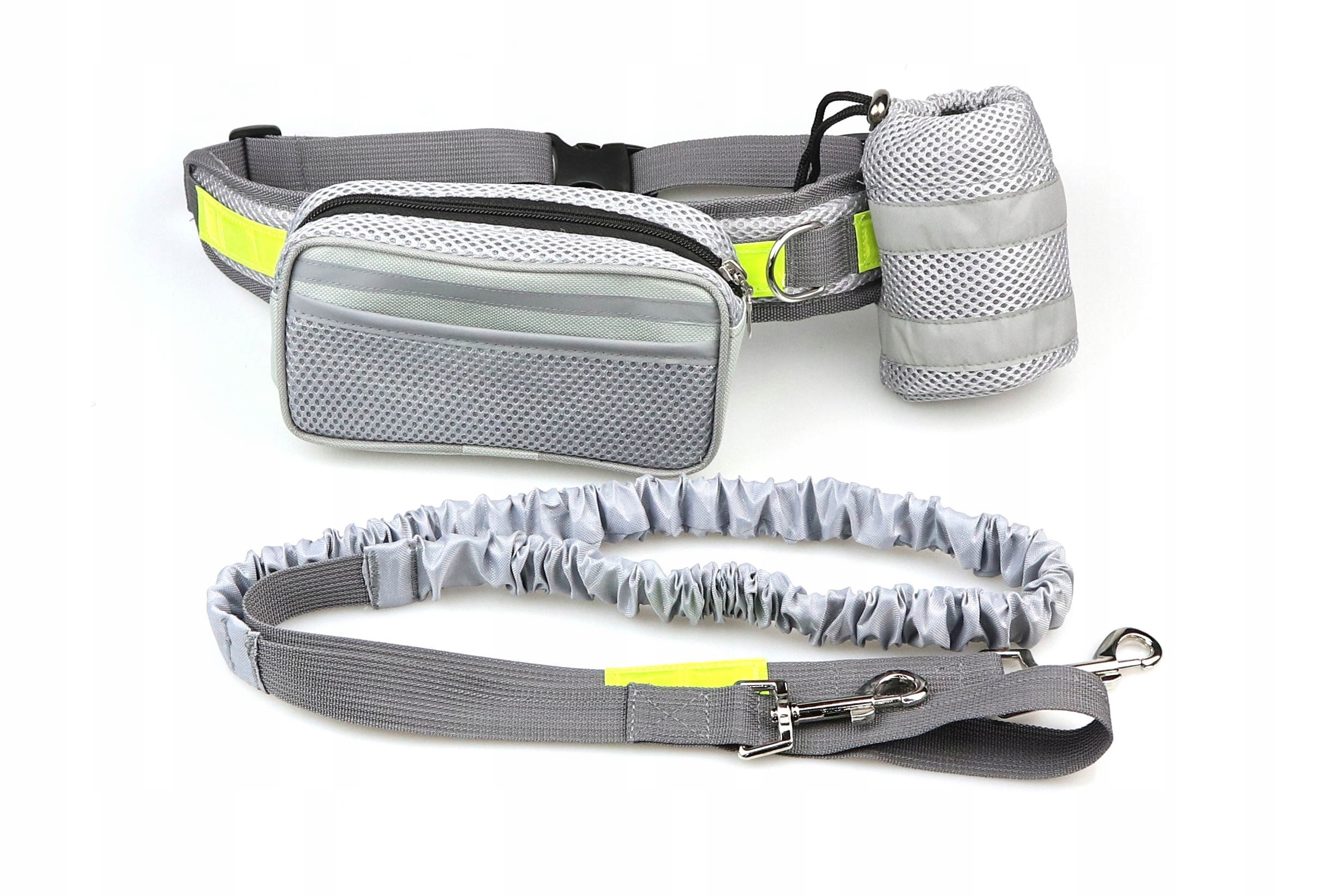 Pas do biegania z psem, smycz do biegania, pas biodrowy szary