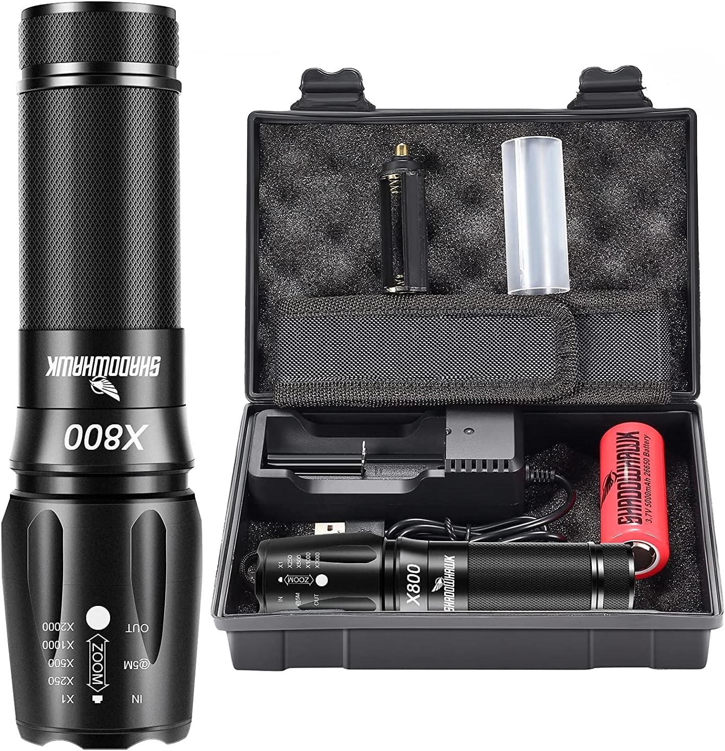 Taktická svítilna Shadowhawk x800 – 1600 lumenů, jasná Led