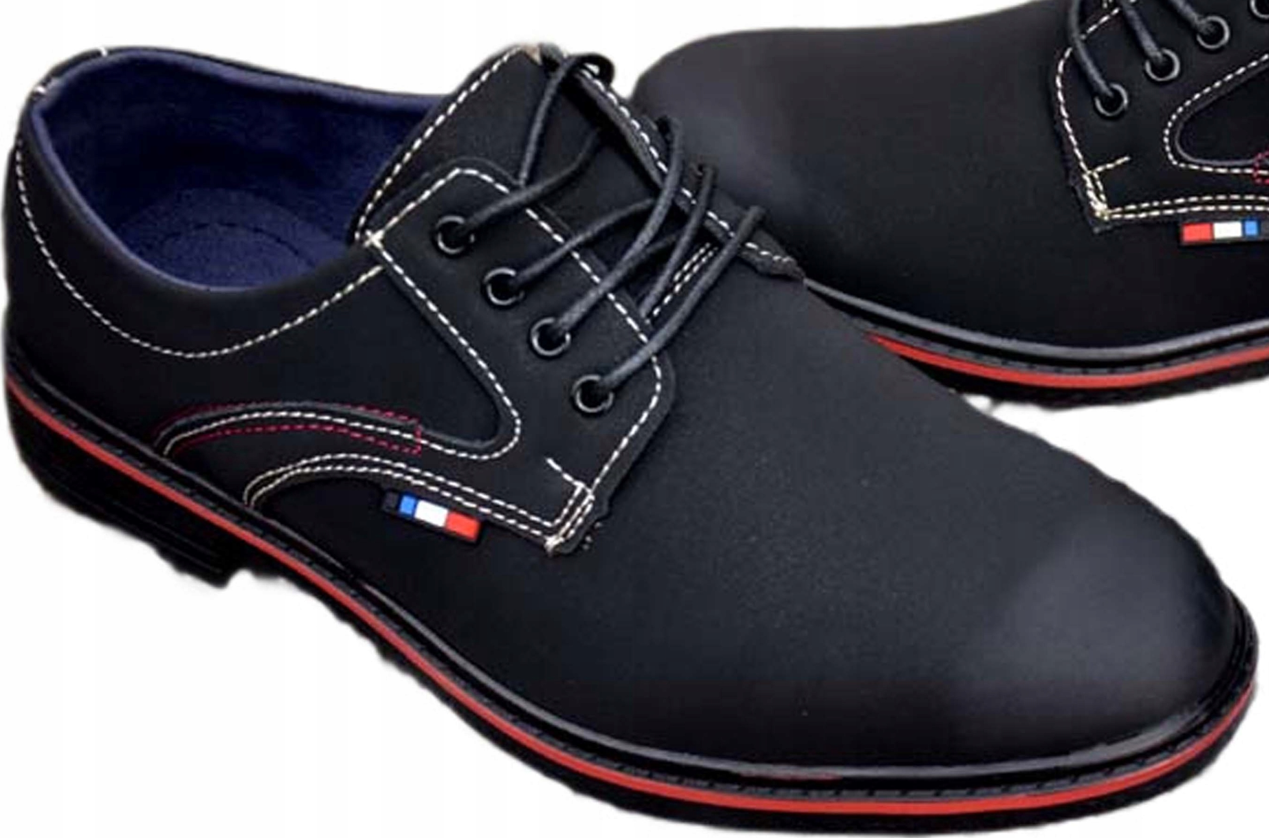 Męskie Półbuty Czarne Gładkie Klasyczne Wizytowe Wizytowe Baol