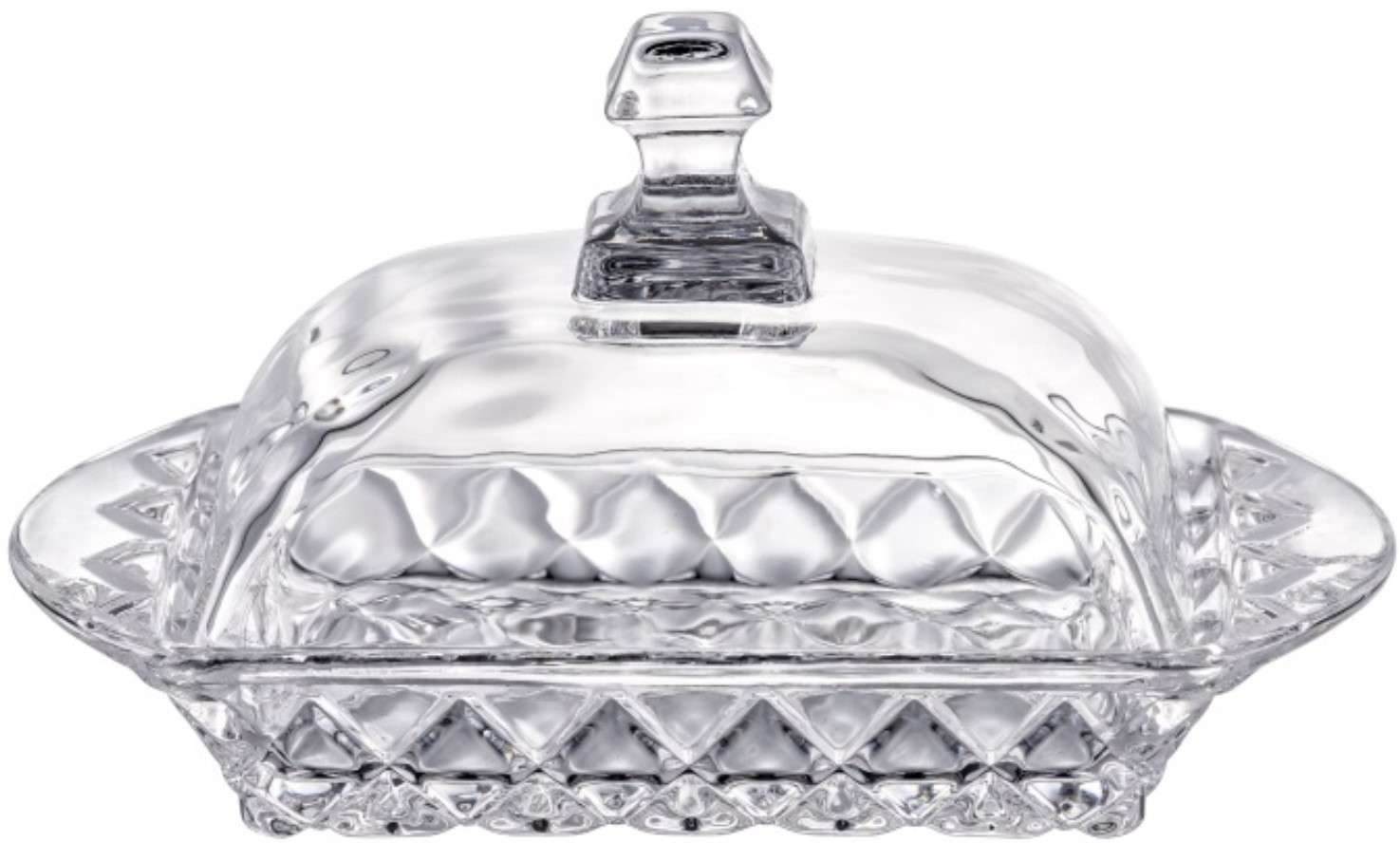 SZKLANA MASELNICZKA MASELNICA POJEMNIK NA MASŁO Z POKRYWKĄ Z WYTŁOCZENIEM