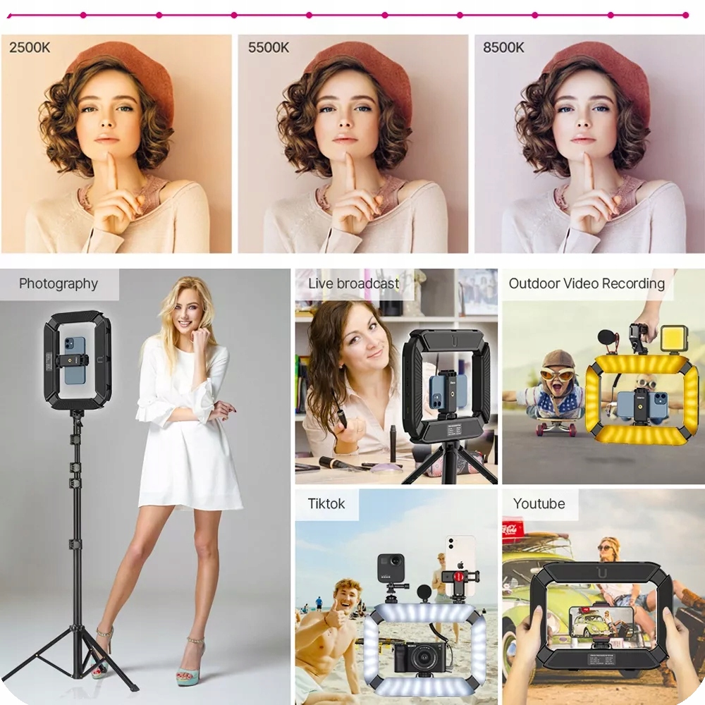 Ulanzi U200 stabilizator statyw oświetlenie ciągłe LED do telefonu lampa Informacje o bezpieczeństwie CE