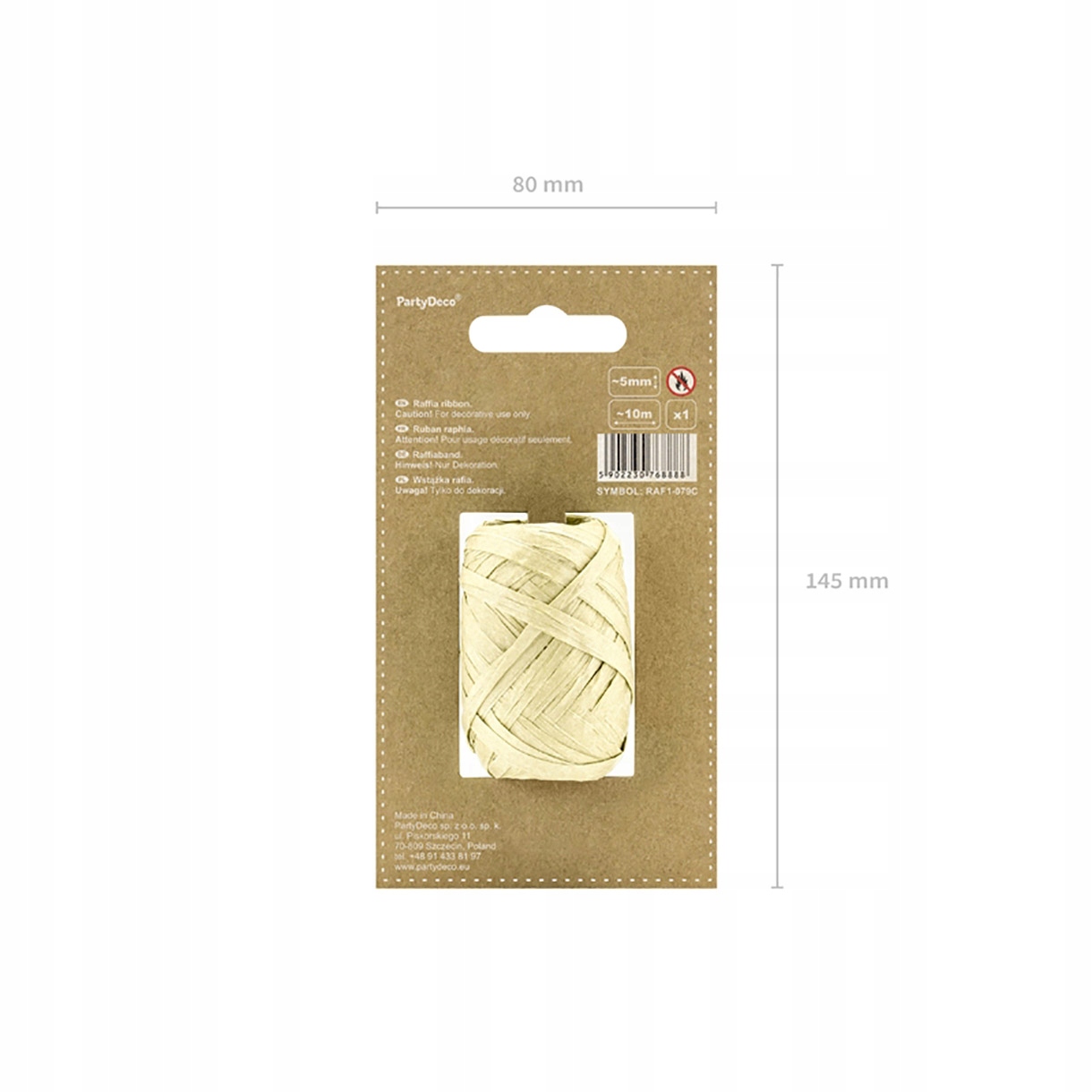 Wstążka Rafia dekoracyjna KREMOWA 5mm 10m Długość 10 m