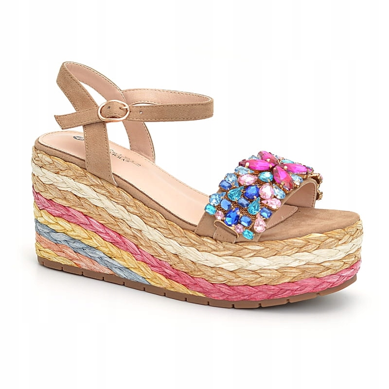 Dámské sandály na klínku Scaviola S-249 Beige 39, Béžová