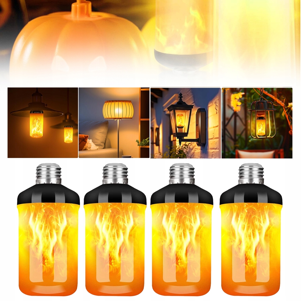 4 Szt. Żarówek Z Płomieniem, Żarówka Led E27 Imitująca Efekt Płomienia