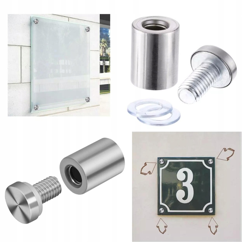 NUMER NA DOM TABLICZKA 30x20cm DYSTANSE KOŁKI MONTAŻOWE INOX ADRES NR ULICY Kod producenta 5908298553275