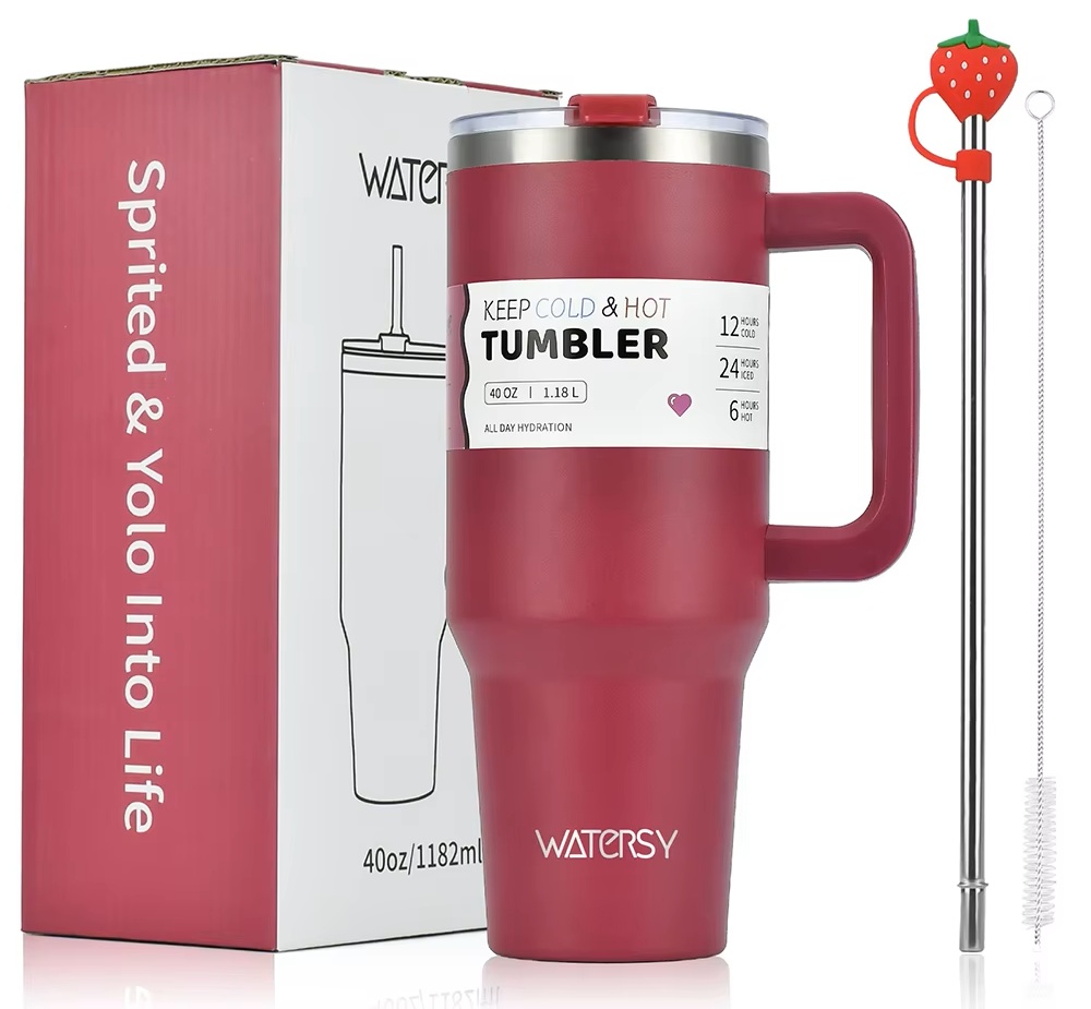 Termohrnek Termoska S Držákem Horké Nápoje Na Kávu Bordó 1200 ML