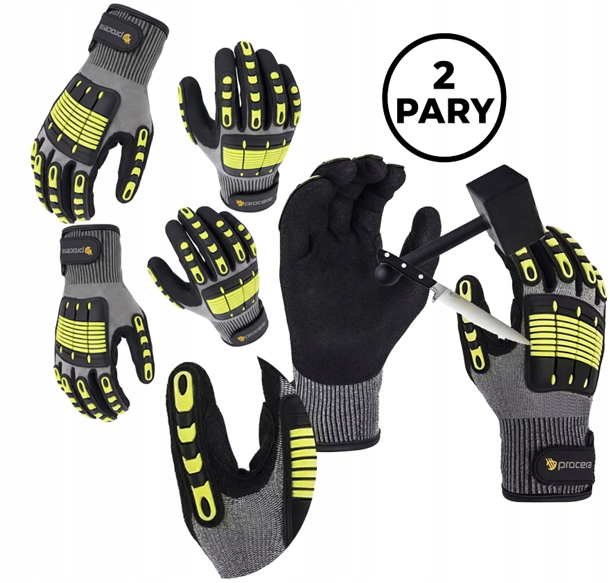 RĘKAWICE robocze PRZECIWUDERZENIOWE ANTYPRZECIĘCIOWE- JAK STRAŻACKIE 2 PARY