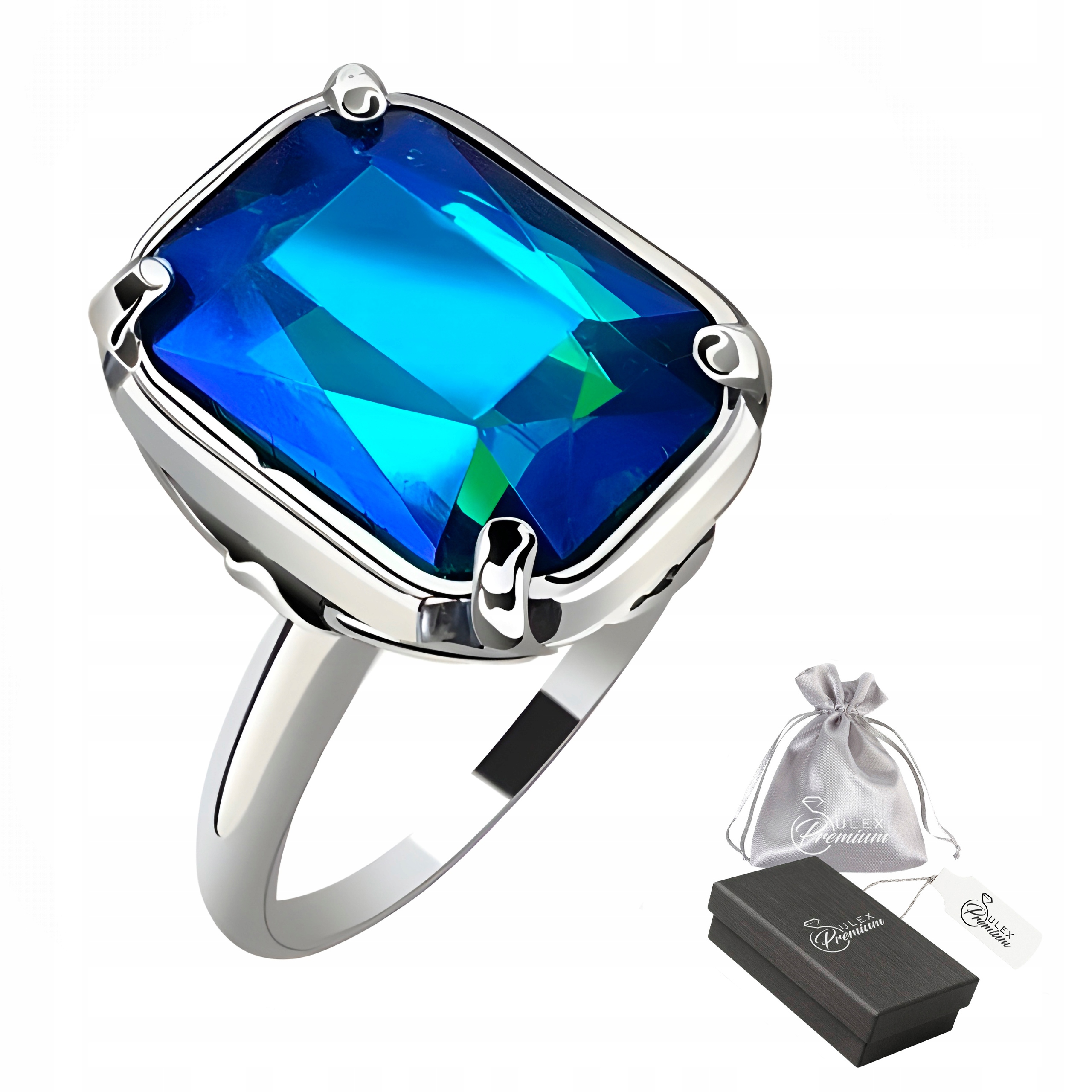 Prstýnek 925 Elegantní Křišťál Duhový safír pro ni vel.