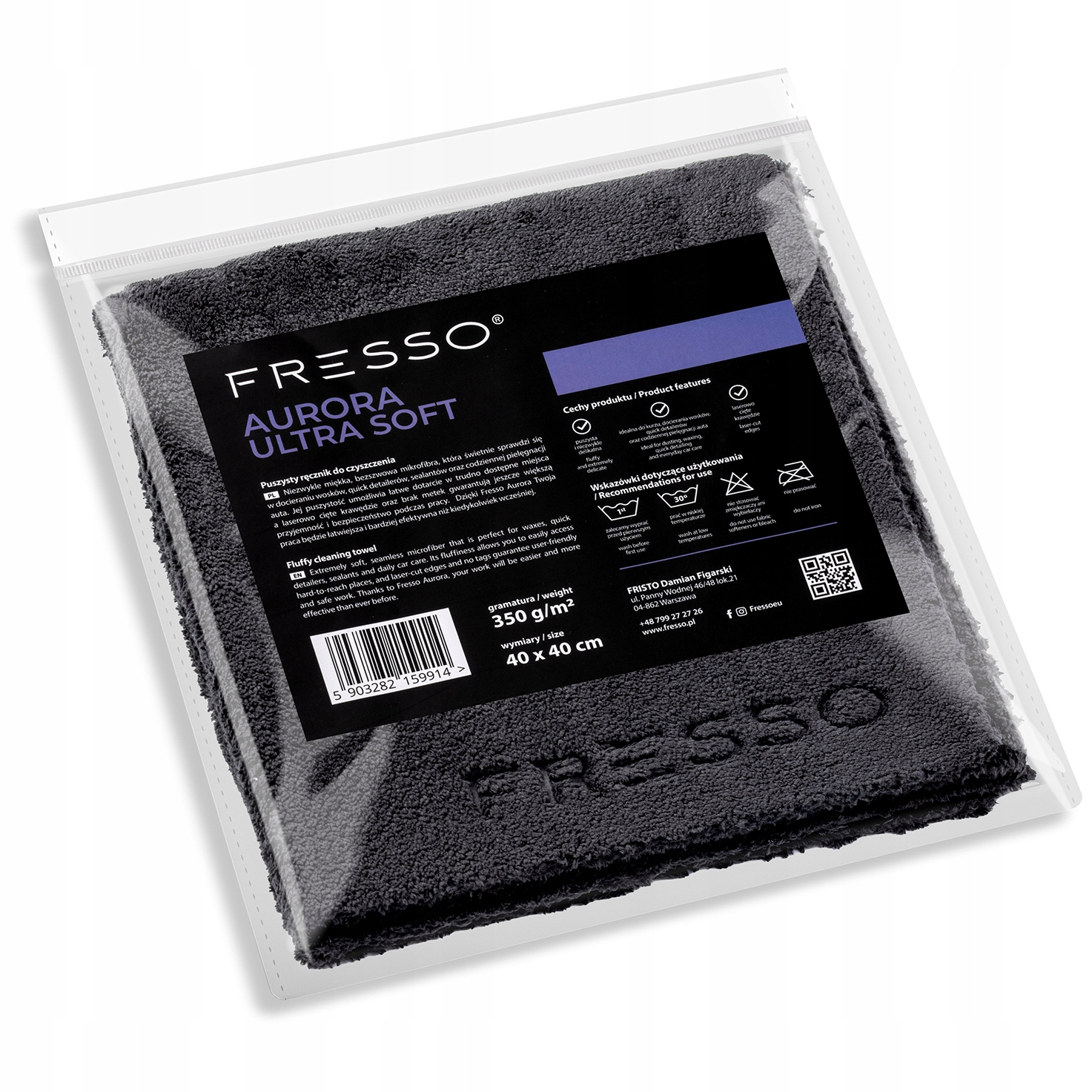 Fresso Aurora Ultra Soft 40x40 Miękka Bezszwowa Ścierka Mikrofibra Do Auta