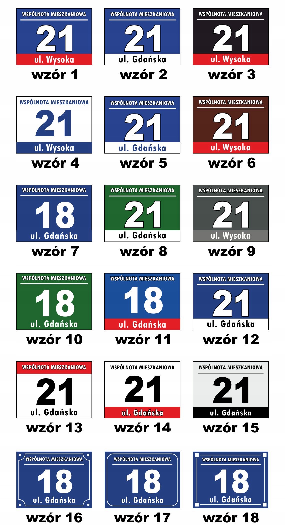 TABLICZKA ADRESOWA numer na dom tablica 30x20 cm WSPÓLNOTA MIESZKANIOWA Kod producenta PCV 30x20 3 mm WM