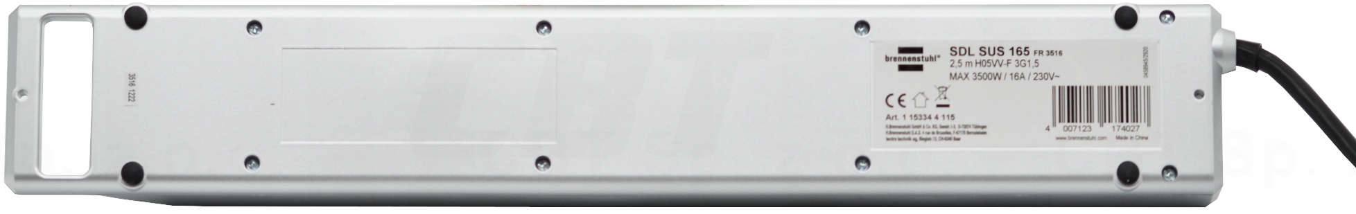 LISTWA ZASILAJĄCA Super-Solid 5G 2,5m BRENNENSTUHL PRZEDŁUŻACZ DO MONTAŻU Długość przewodu 2.5 m