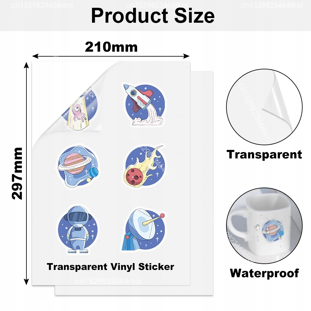 100% Transparent Vinyl Sticker Paper A4 Sheet Self Stan opakowania oryginalne