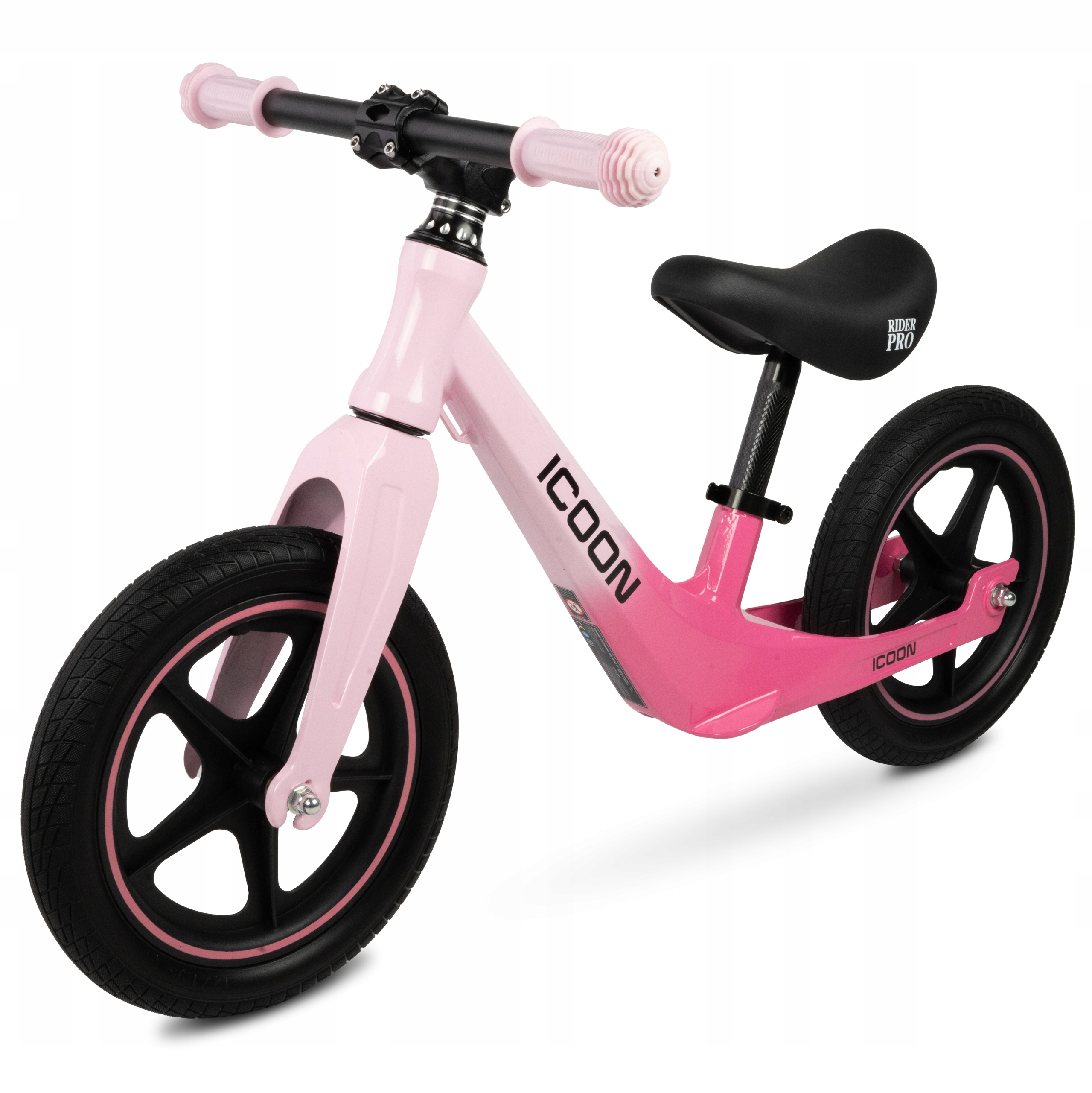 Icoon Rowerek biegowy magnezowy 12” lekki 3,1kg koła Pu dla dzieci 2+ róż