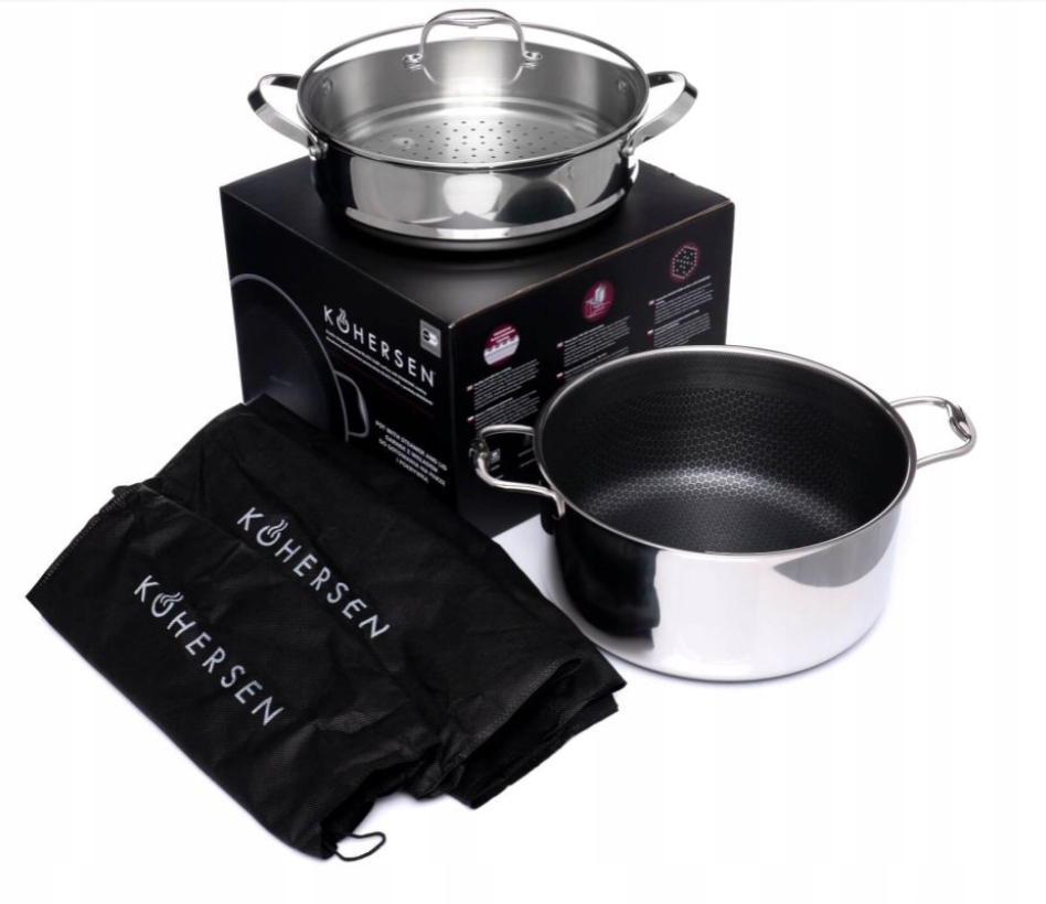Garnek Do Gotowania Na Parze Kohersen Black Cube 28CM 8,3L Nieprzywierający