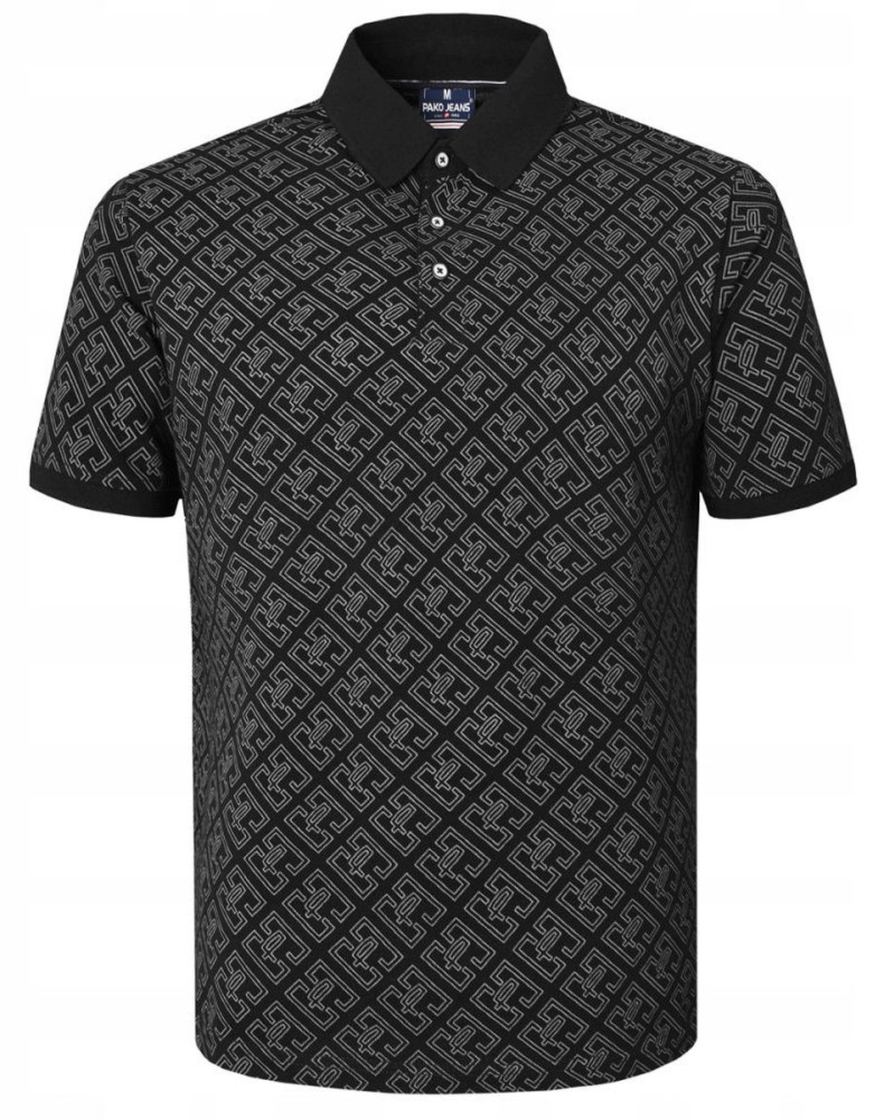 Bavlněné pánské Polokošile Pako Jeans černá, vzor 3XL