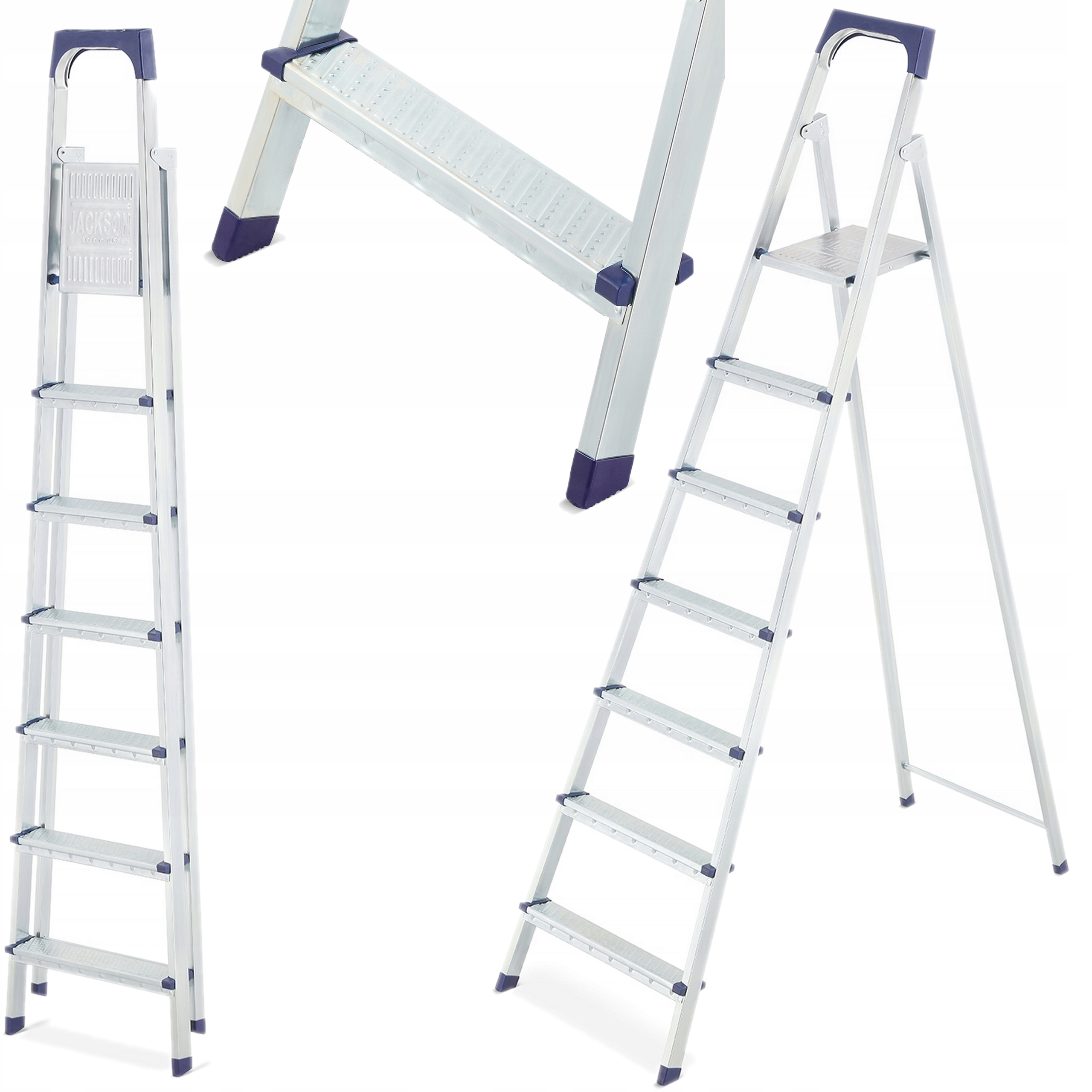 Premium Žebřík Higher ocelový 7 stupňů domácí schody 3,35 m 125 kg Vydrží