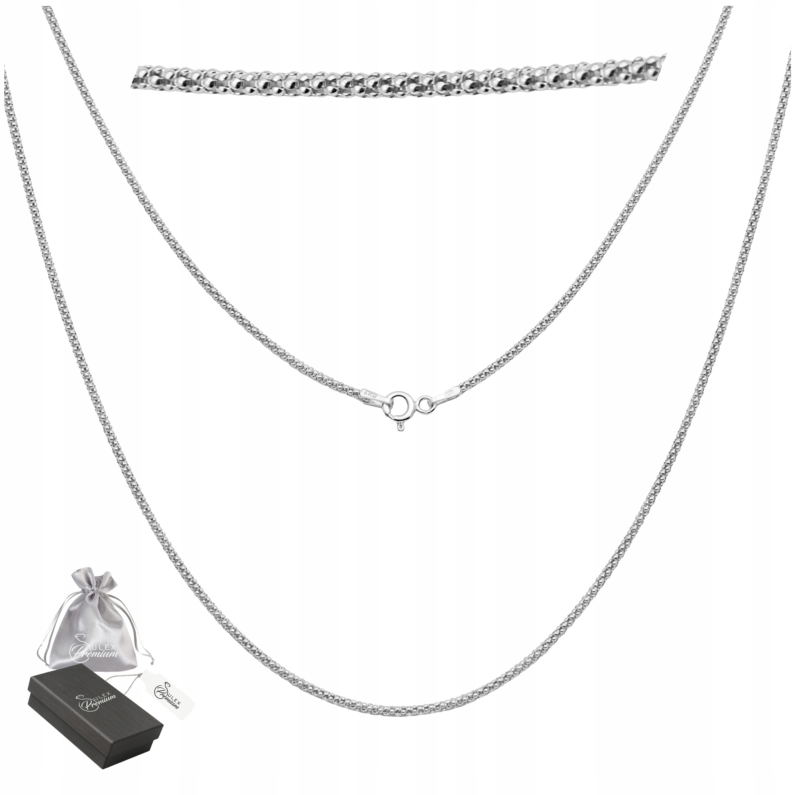 Řetízek Stříbro ryzost 925 na krk Coreanův plný popcorn 60 cm x 1.5 mm