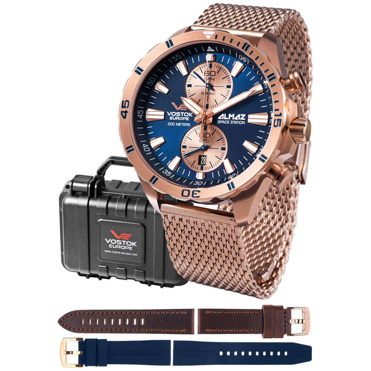 Pánské Hodinky Vostok Europe 6S11-320B660-MEGA Set, hnědý náramek