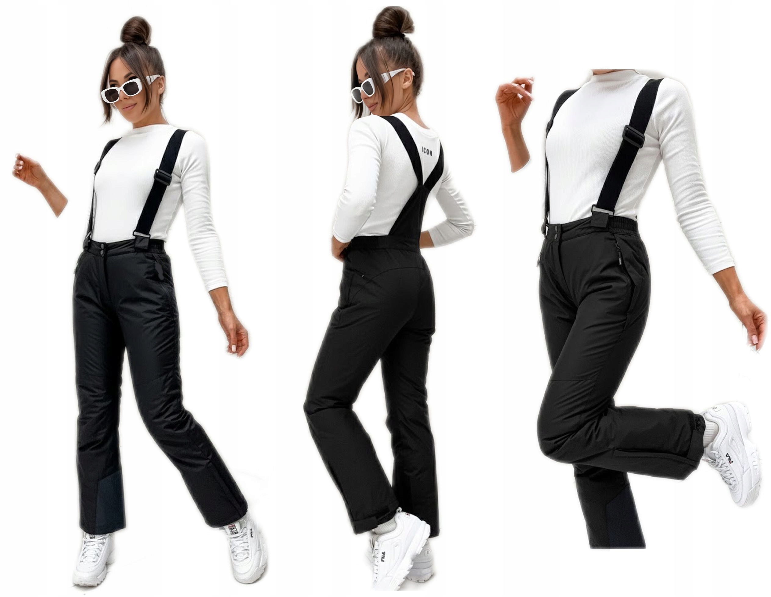 Damskie spodnie narciarskie snowboardowe szelki membrana 7509 roz XXL