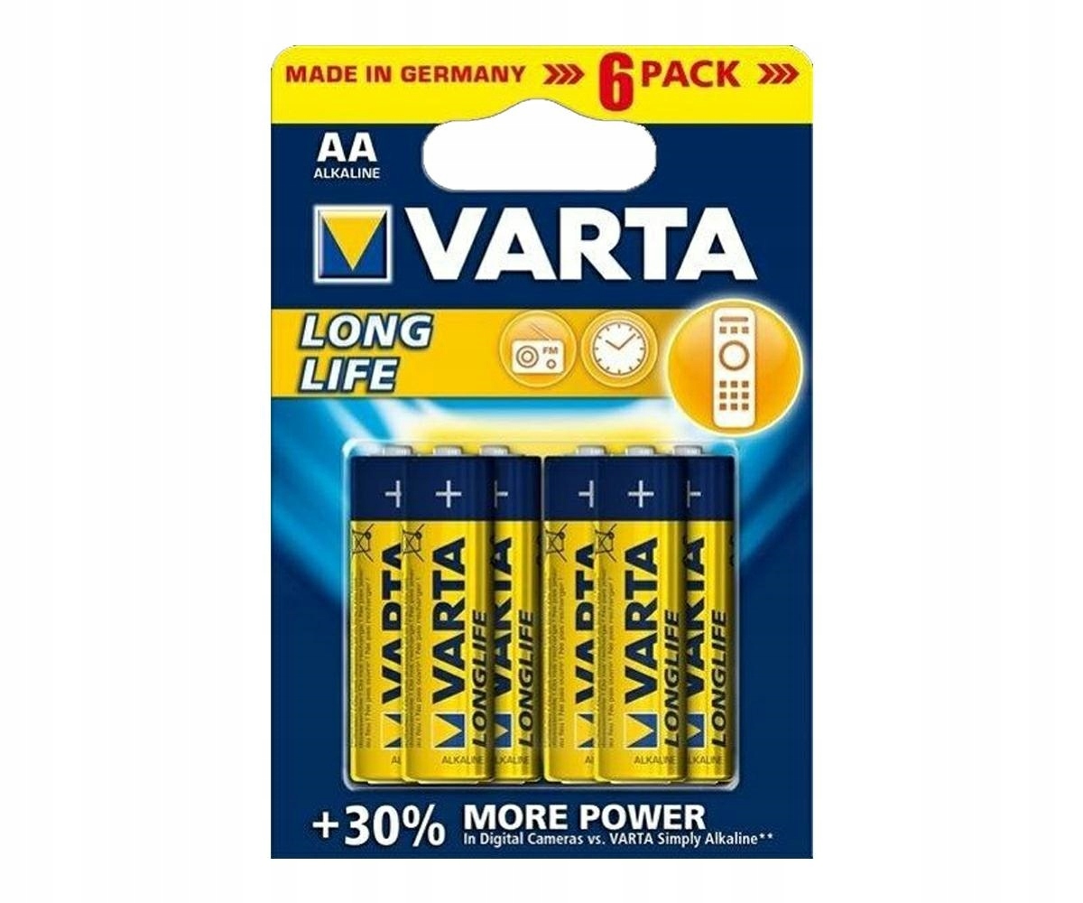 6x Bateria alkaliczna VARTA LONGLIFE R6 AA 1,5V