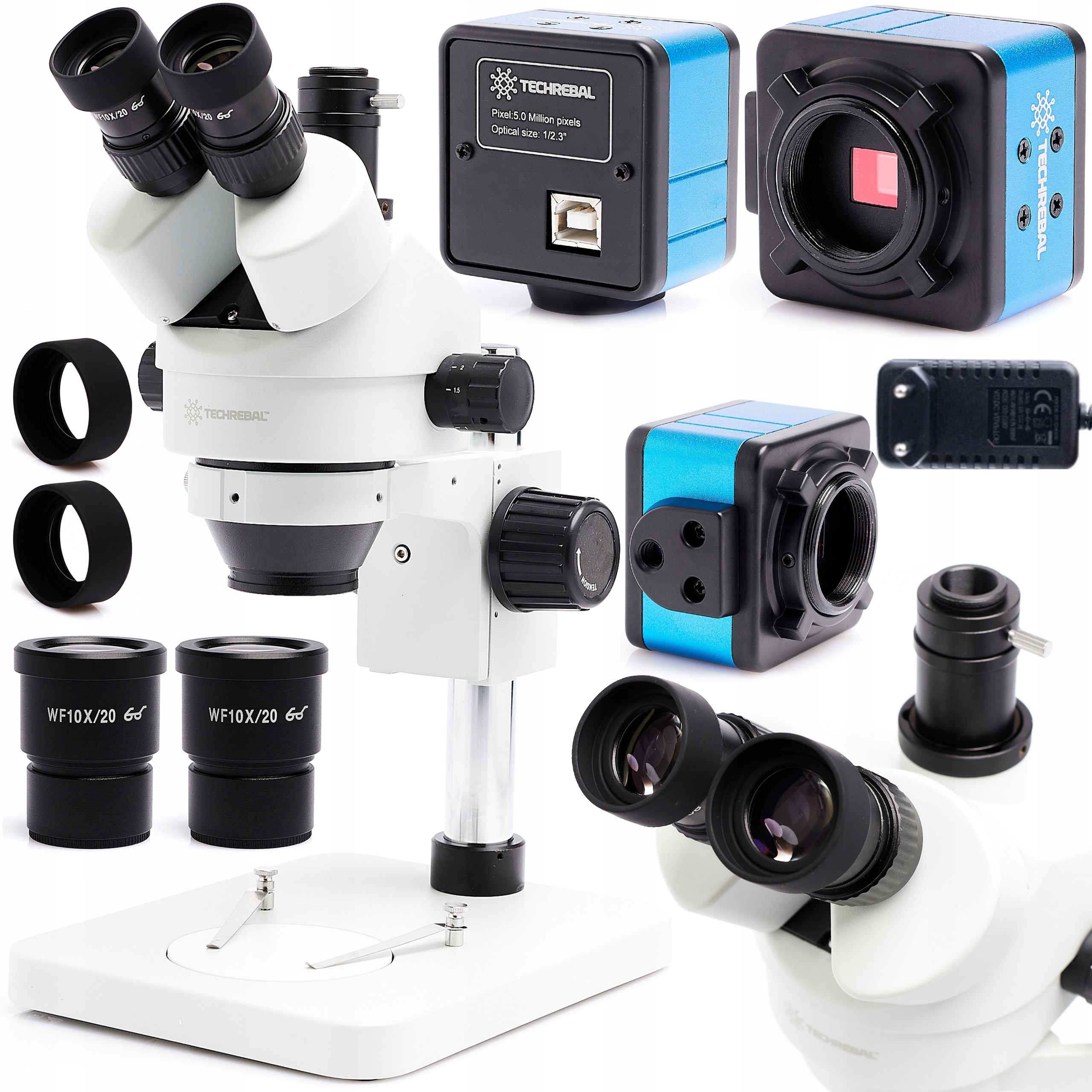Stereoskopický Mikroskop 10HT 7-45x Optický Trinokulární 5MP Usb Kamera