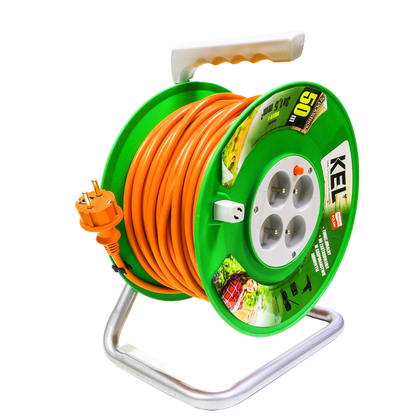 navíjací záhradný bubnový predlžovací kábel 3x1,5 Kel 50 m