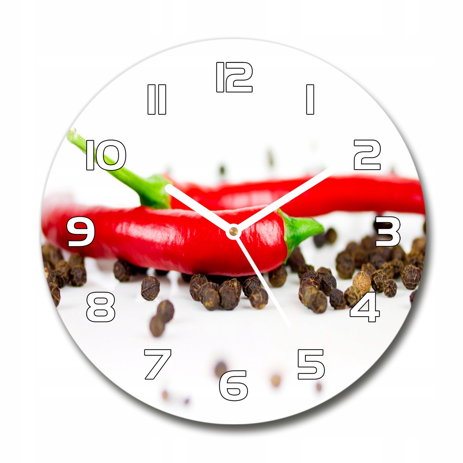 

Zegar szklany okrągły Chilli i pieprz fi 30 cm