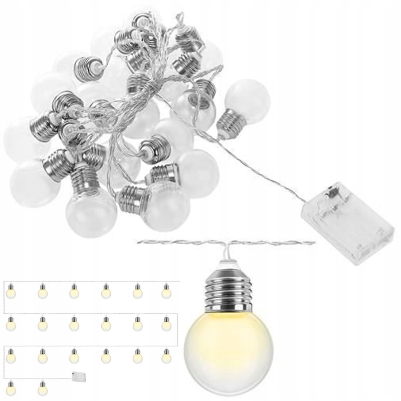 

Girlanda Lampki na Baterie Żarówki 20LED ciepłe