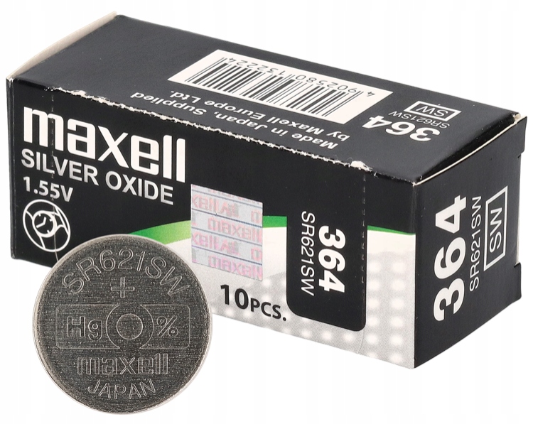 

Baterie srebrowe Maxell 1,55V SR621SW 364 10szt.