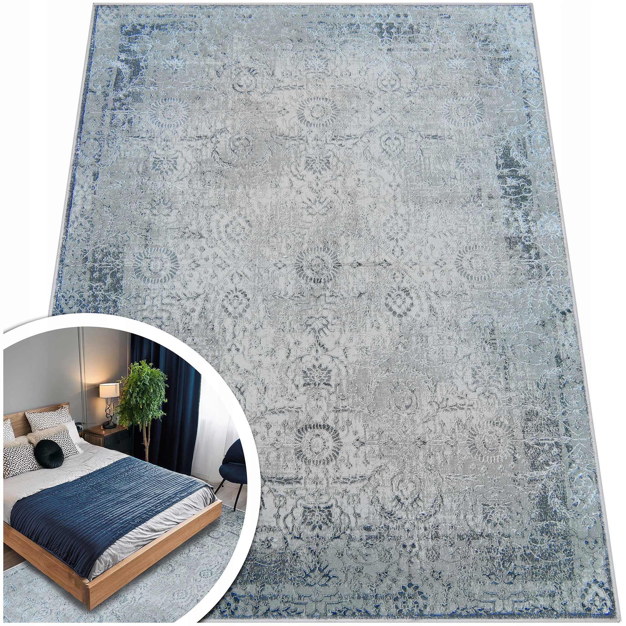 Klasický Koberec Do Obývacího Pokoje Latina Třpytivý Šedý Do Předsíně 120x180