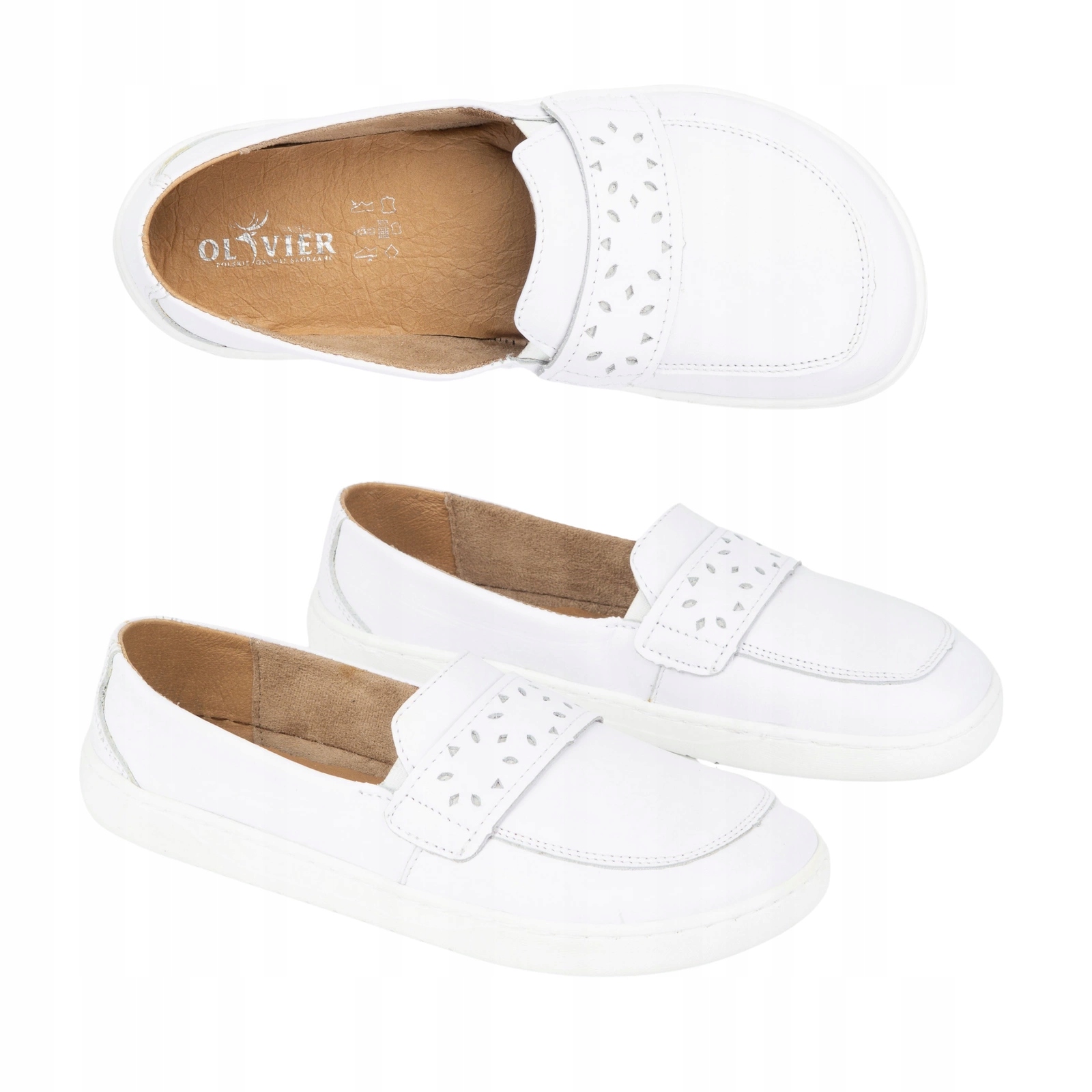 Dámské barefootové mokasíny Inga na široké chodidlo Polské bílé 36