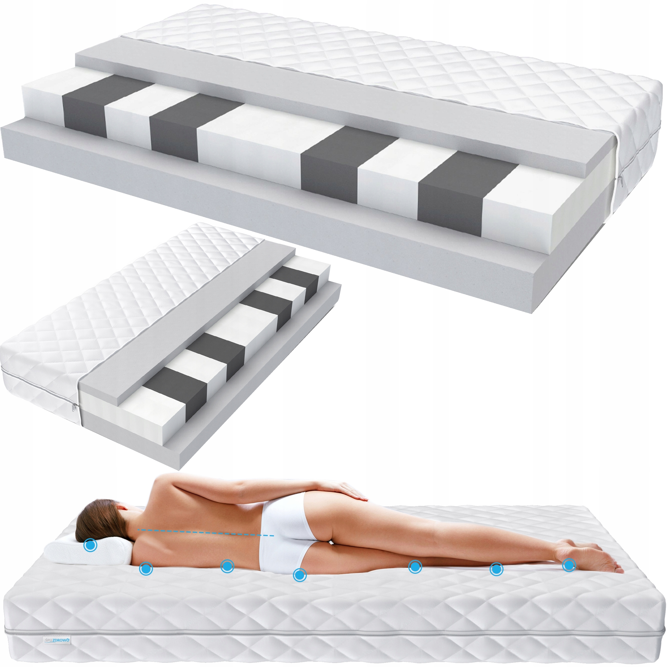 Prémiová Matrace 80x200cm 14CM 200g/m2 H2 H3 Pěna pohodlný spánek