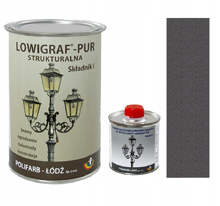 Lowigraf Pur Emalia Poliuretanowa 0,8L Grafit Strukturalny Utwardzacz