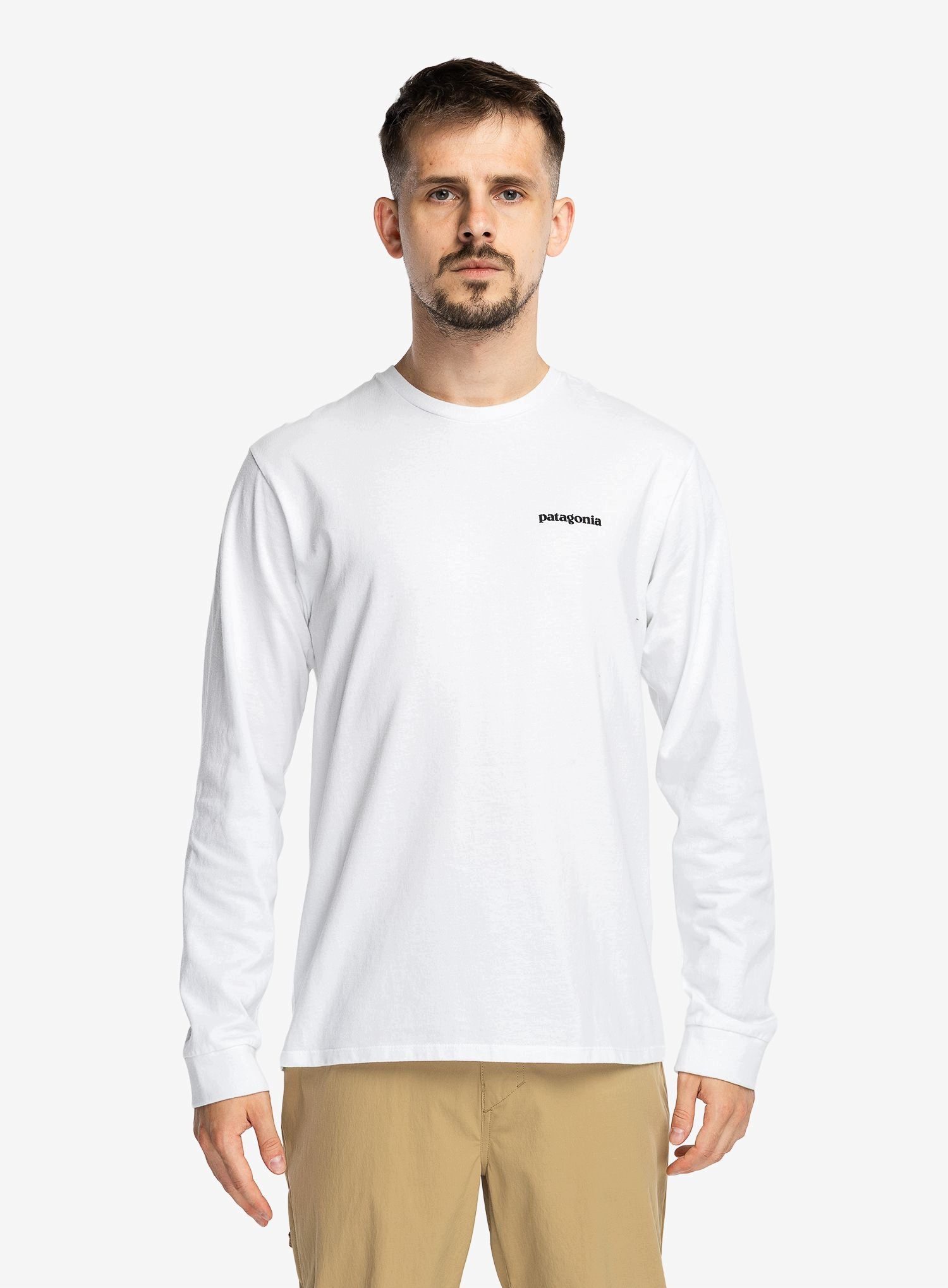 Tričko s dlouhým rukávem Patagonia L/s P-6 Logo Responsibili-Tee bílá S