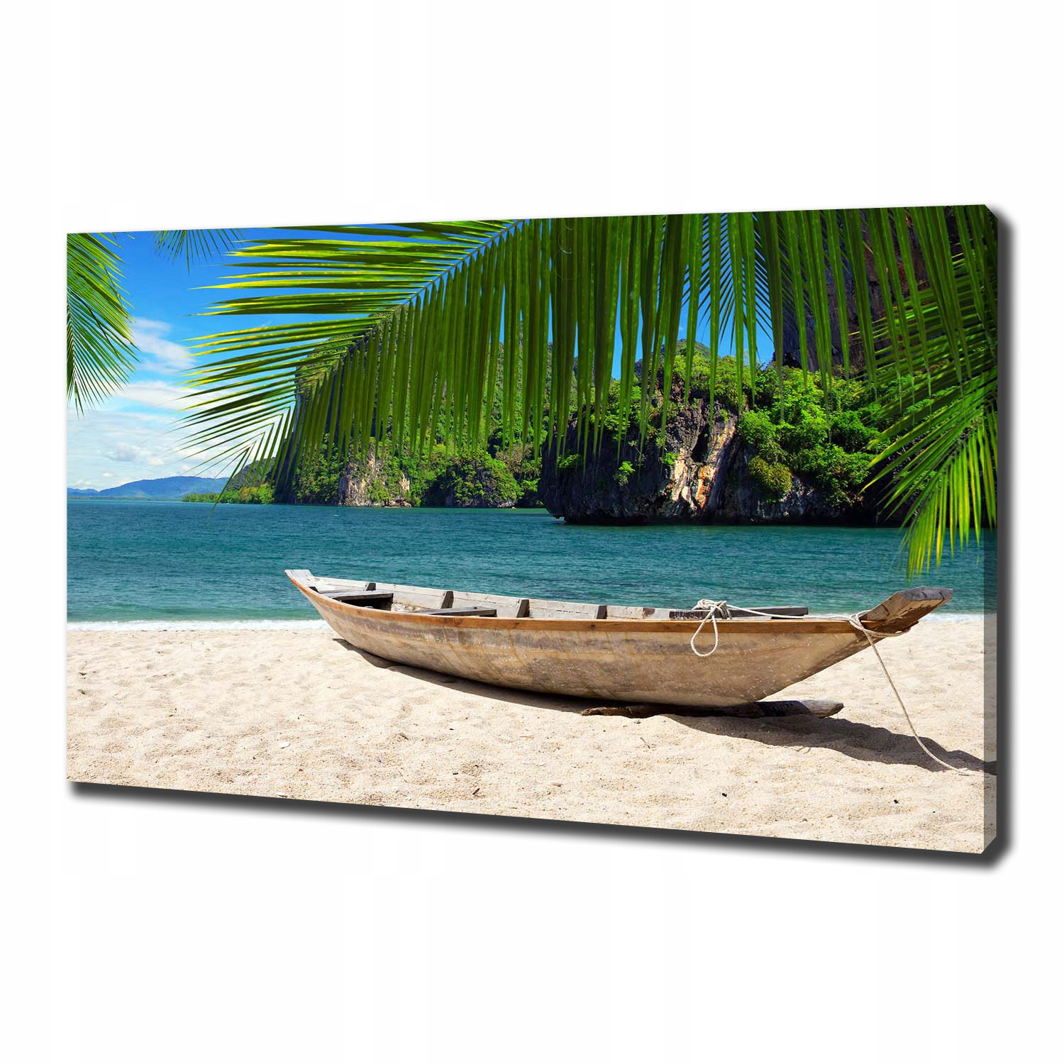 

Foto obraz na płótnie Łódka na plaży 100x70 cm